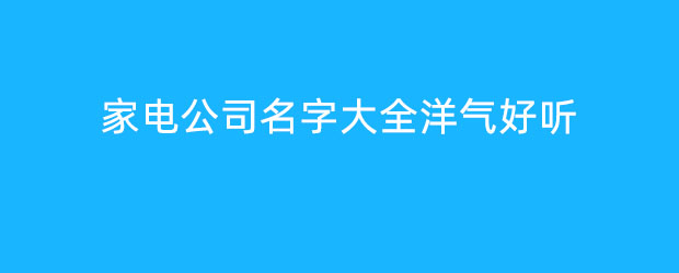 家電公司名字大全洋氣好聽(tīng)